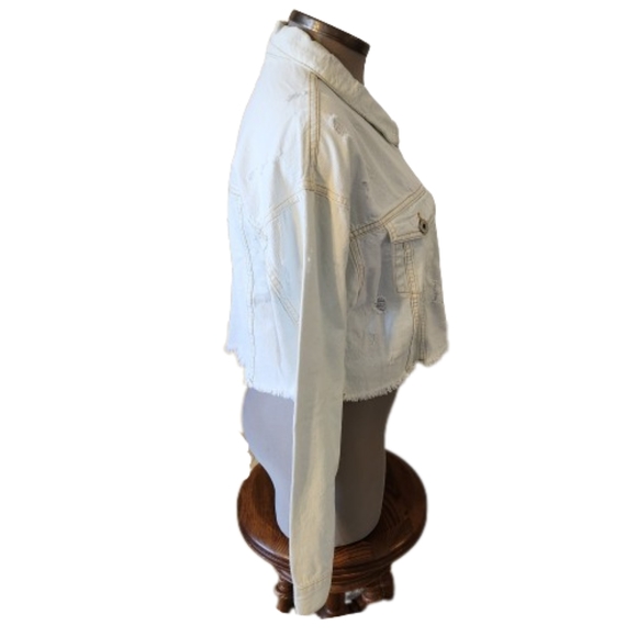 HALF & HALF ☆ ADORABLE ☆ BLEACH DYED ☆ DENIM JACKET ☆ 2x ☆ NWT - Picture 6 of 10